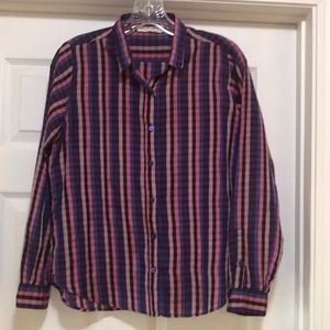 Royal Silk long sleeve plaid blouse
